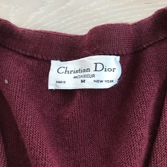 Vintage Christian Dior monsieur burgundy Cardigan sz M medium - Picture 2 of 10